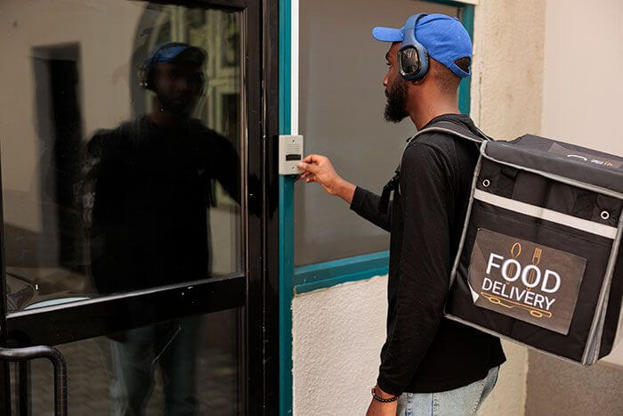Courier delivering food
